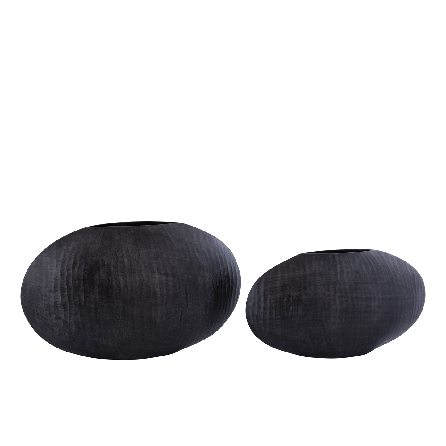 Jowad Graphite Alu Sheet Pot Ribbed Low Oval L