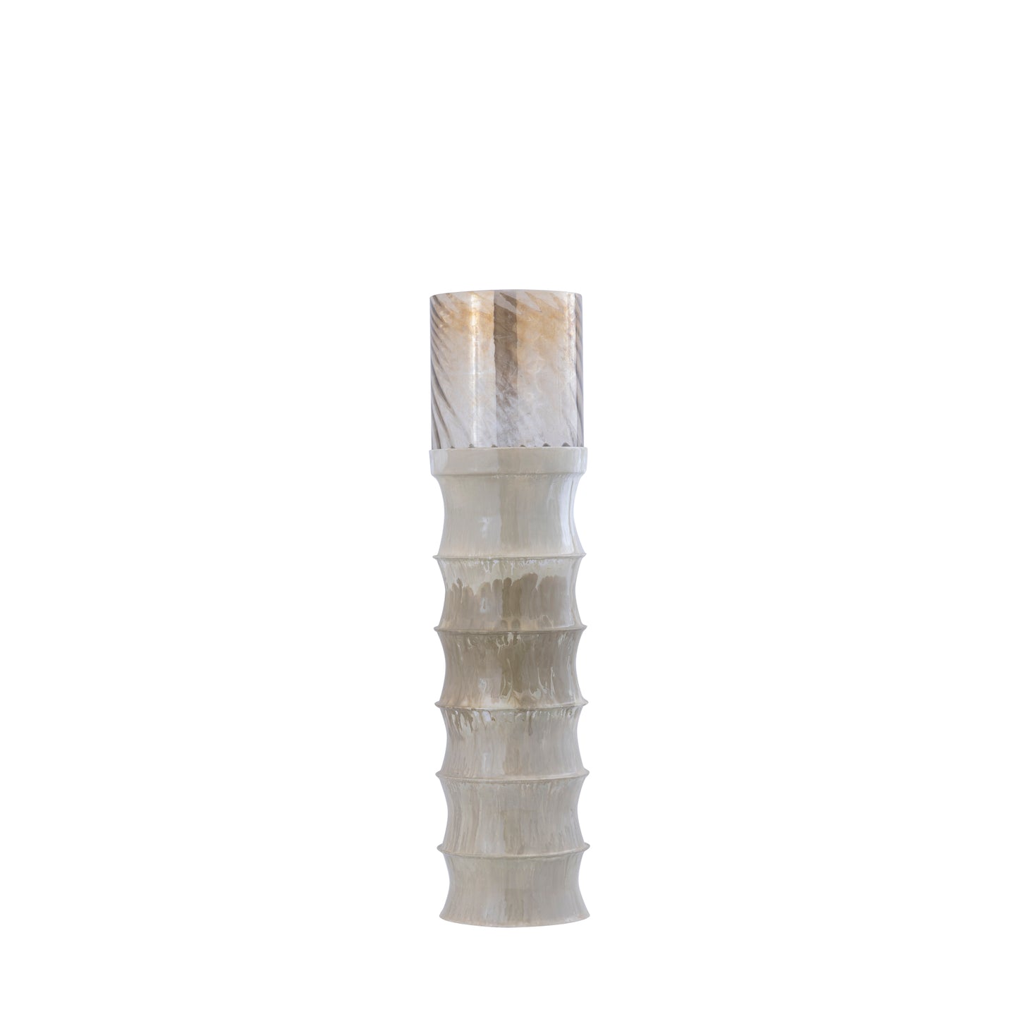 Kaylyne Cream Enamel Ribbed Stormlight W Glass S