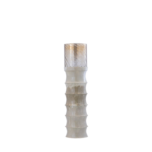 Kaylyne Cream Enamel Ribbed Stormlight W Glass S
