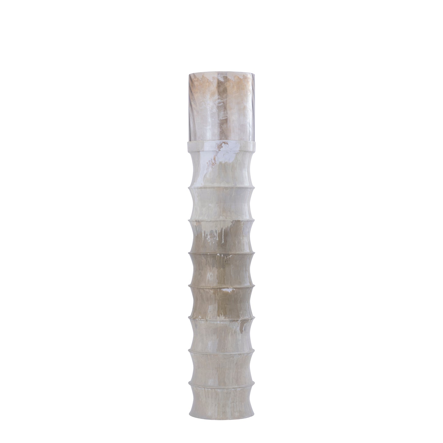 Kaylyne Cream Enamel Ribbed Stormlight W Glass M