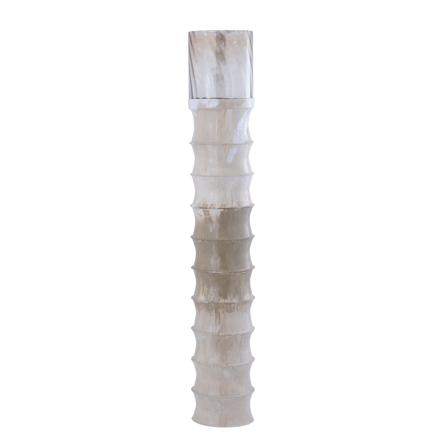 Kaylyne Cream Enamel Ribbed Stormlight W Glass L