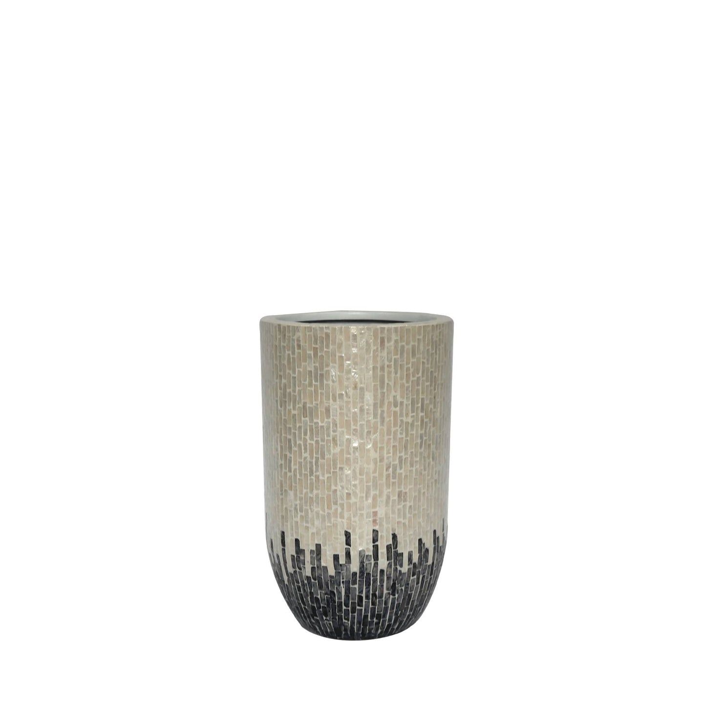 Vojtech White Round Poly Shell Bamboo Pot Ombre S