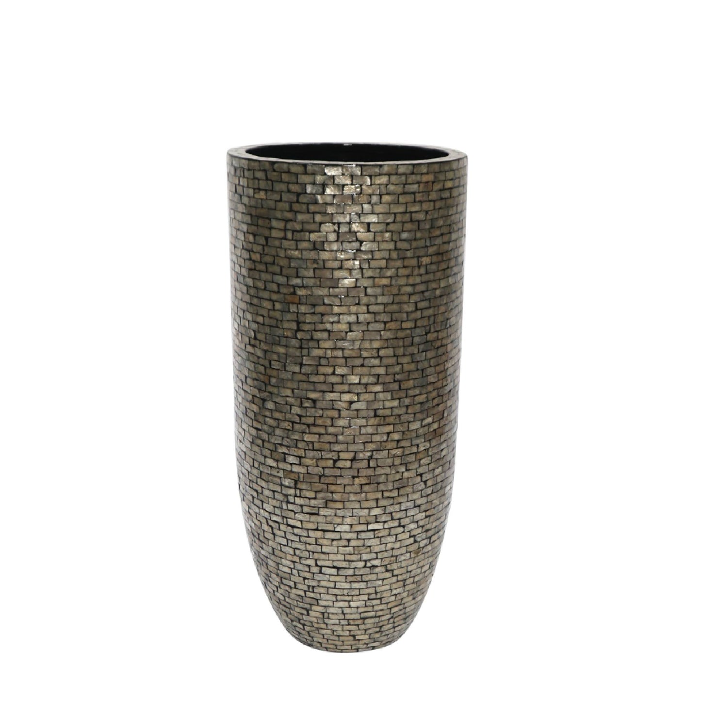 Adrija Champagne Round Poly Shell Bamboo Pot L