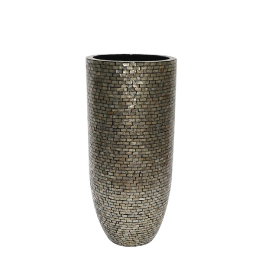 Adrija Champagne Round Poly Shell Bamboo Pot L