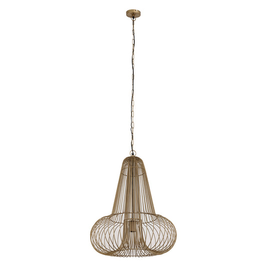 Aluesi Antique Brass Iron Wired Hanging Lamp