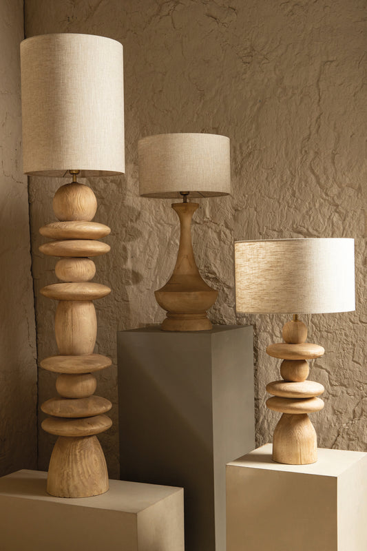 Rivvo Natural Cotton Linen Lampshade Round Low