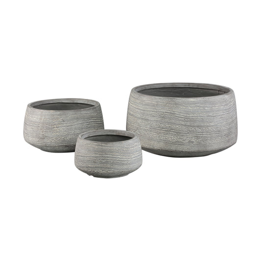 Giulietta Grey Round Magnesium Pot Lines Low SV3