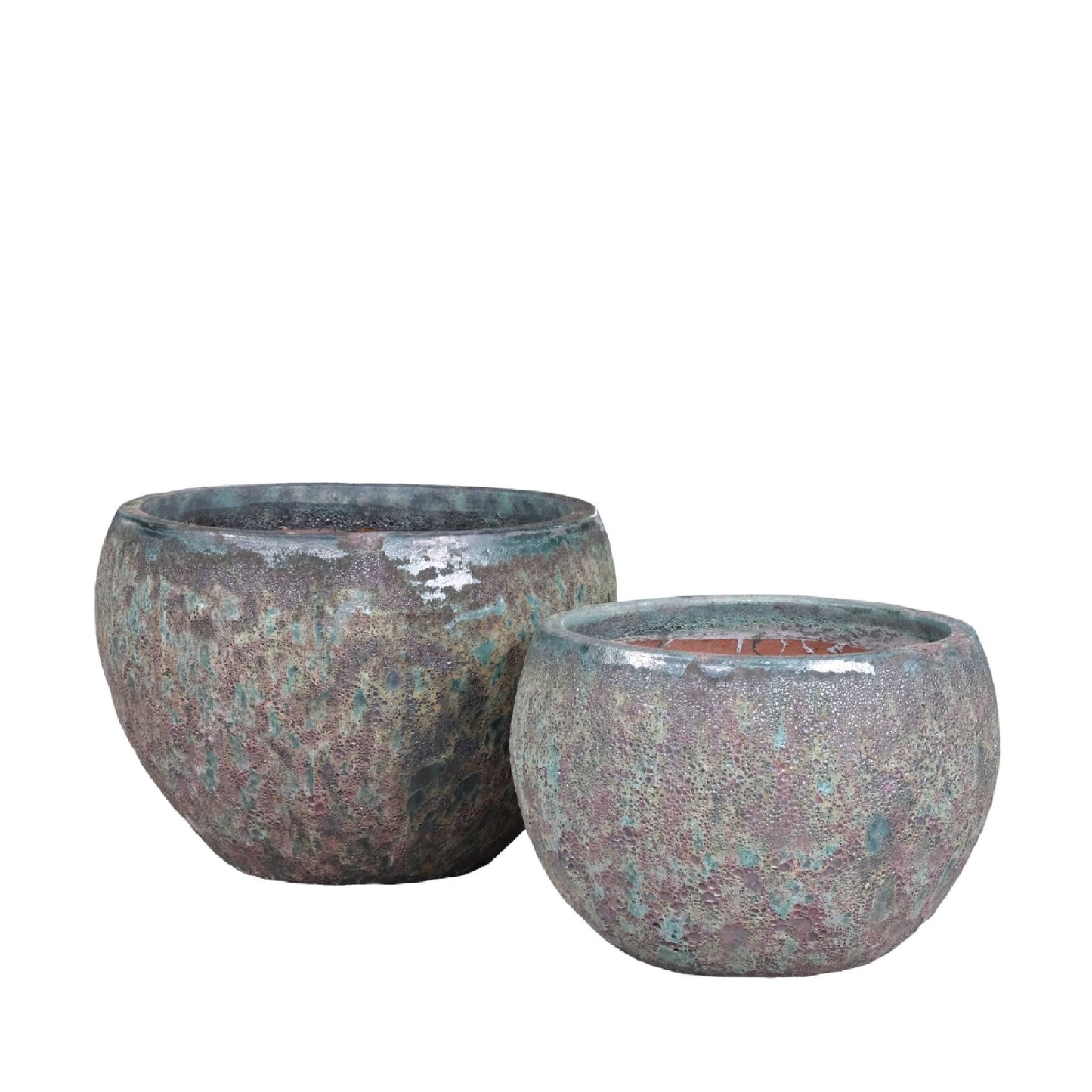 Caedyn Green Round Ceramic Pot Rough Finish SV2 L