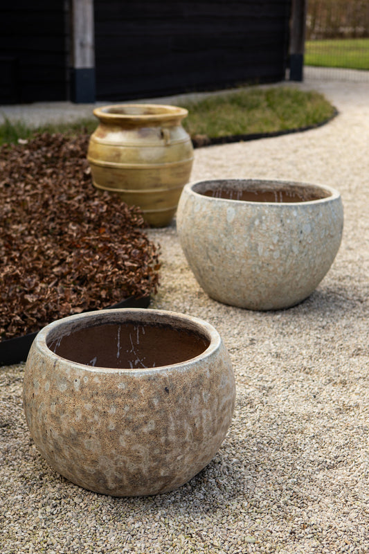 Caedyn Green Round Ceramic Pot Rough Finish SV2 L
