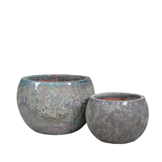 Caedyn Green Round Ceramic Pot Rough Finish SV2 S