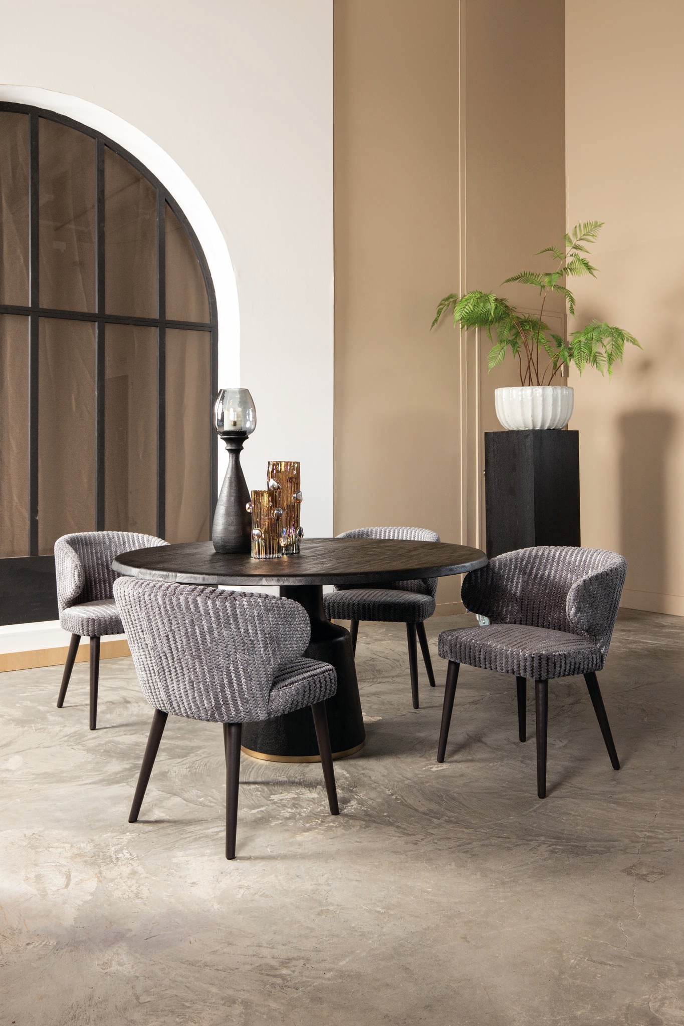Fiori Taupe 19 Dining Chair Dark Brown Wood Legs