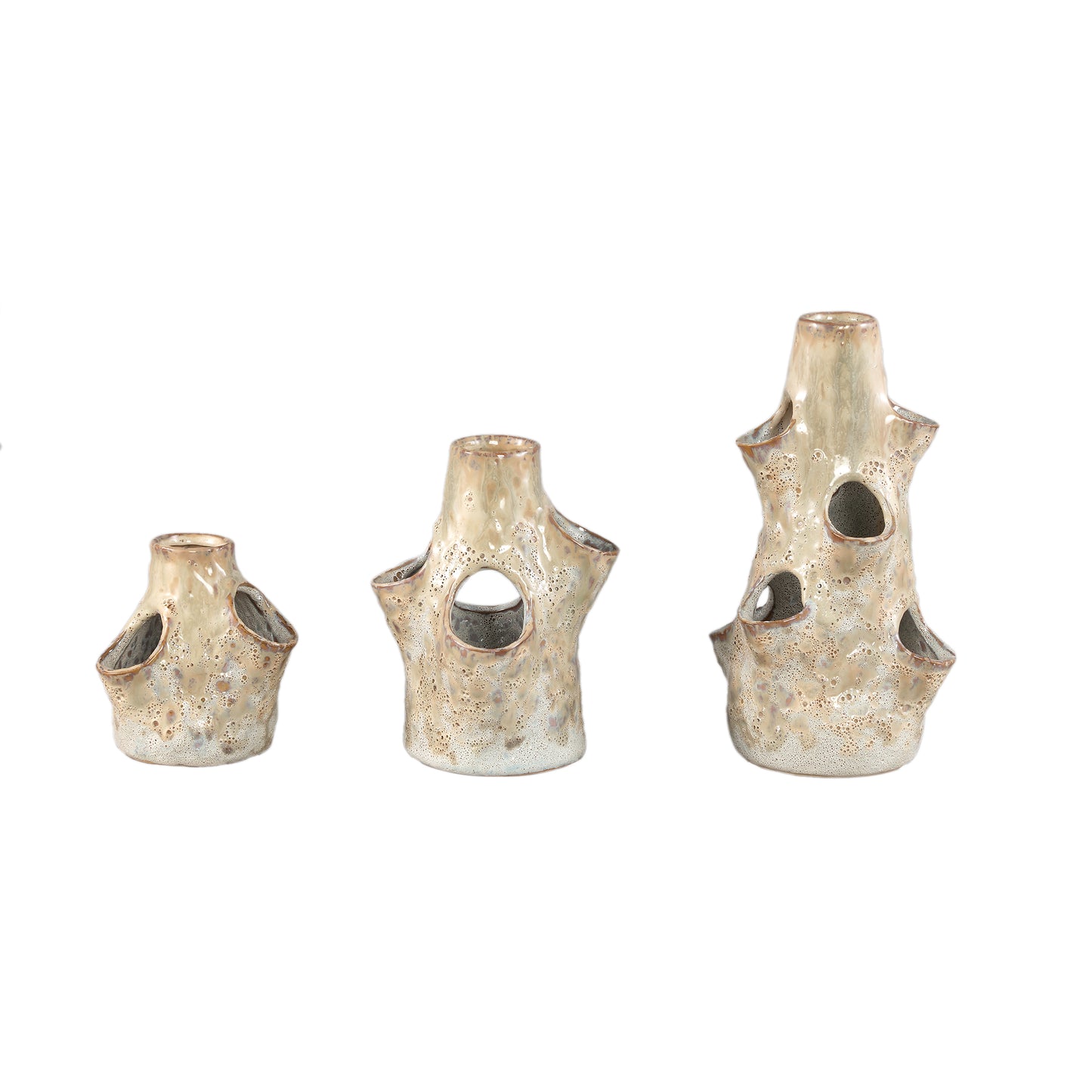 Marshali Cream Ceramic Vase With Dents L