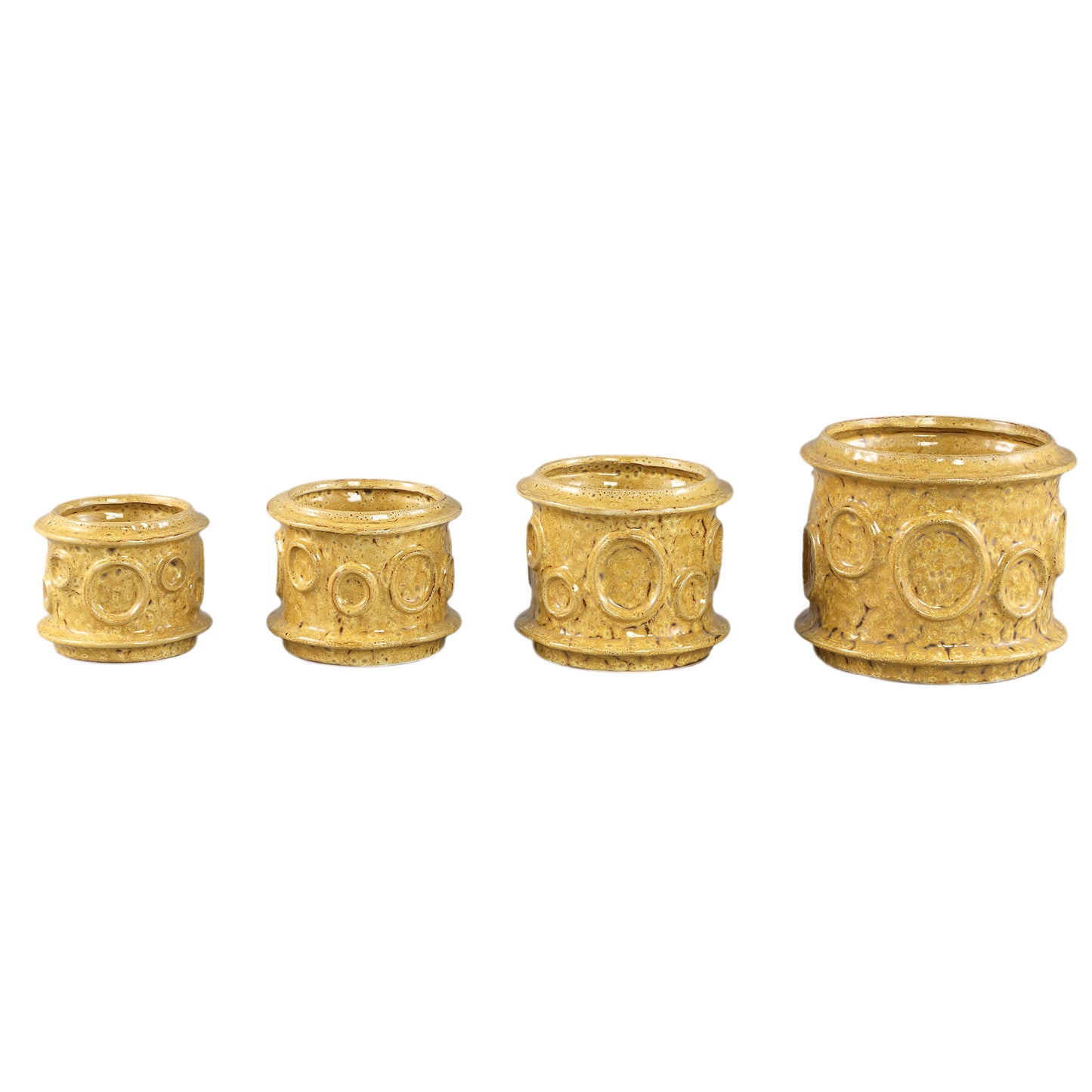 Gregorie Yellow Ceramic Round Pot Circles Low L