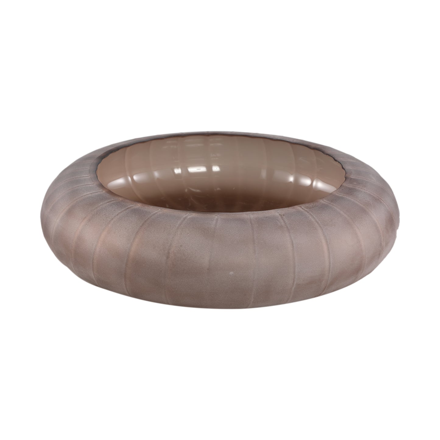 Levente Sand Carved Glass Round Bowl Ribbed