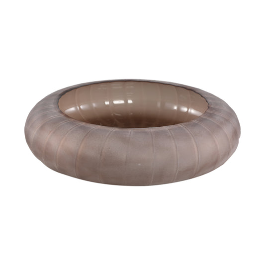Levente Sand Carved Glass Round Bowl Ribbed
