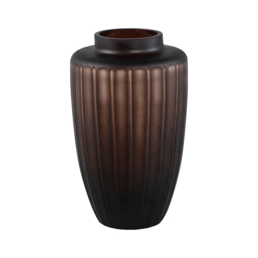 Linesa Brown Carved Glass Shaped Vase Matt S
