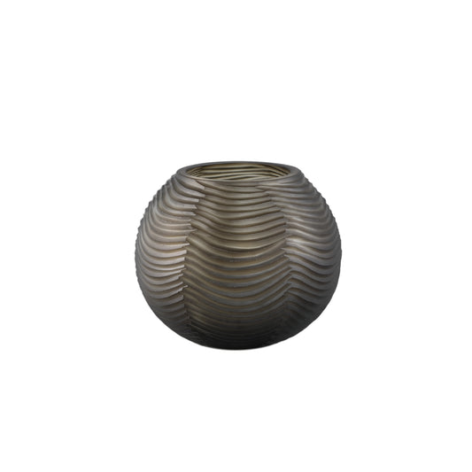 Elichi Brown Round Glass Vase Low