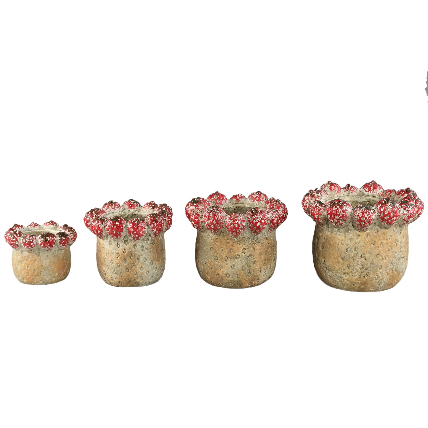 Fruitsy Red Round Terra Pot Strawberries Edge L