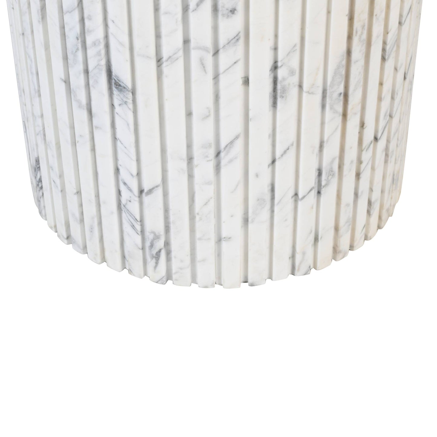 Neelim White Marble Dining Table Ribbed Base Round