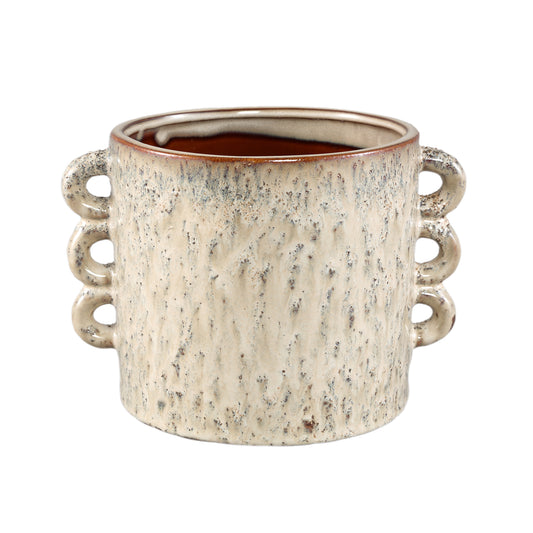 Nowreen Cream Ceramic Round Pot Rough Finish XL