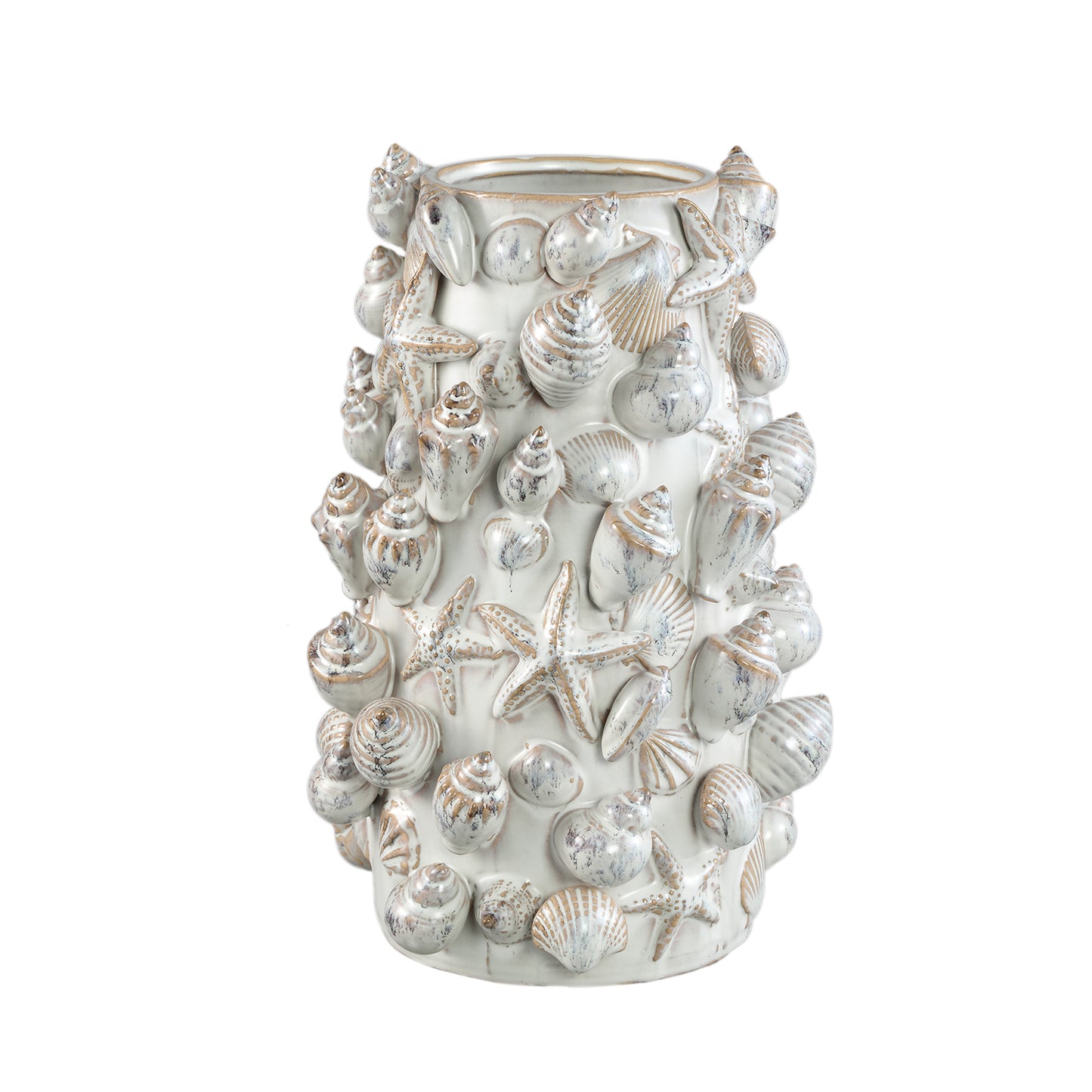 Prince Cream Ceramic Pot 3D Seashells Round HighXL