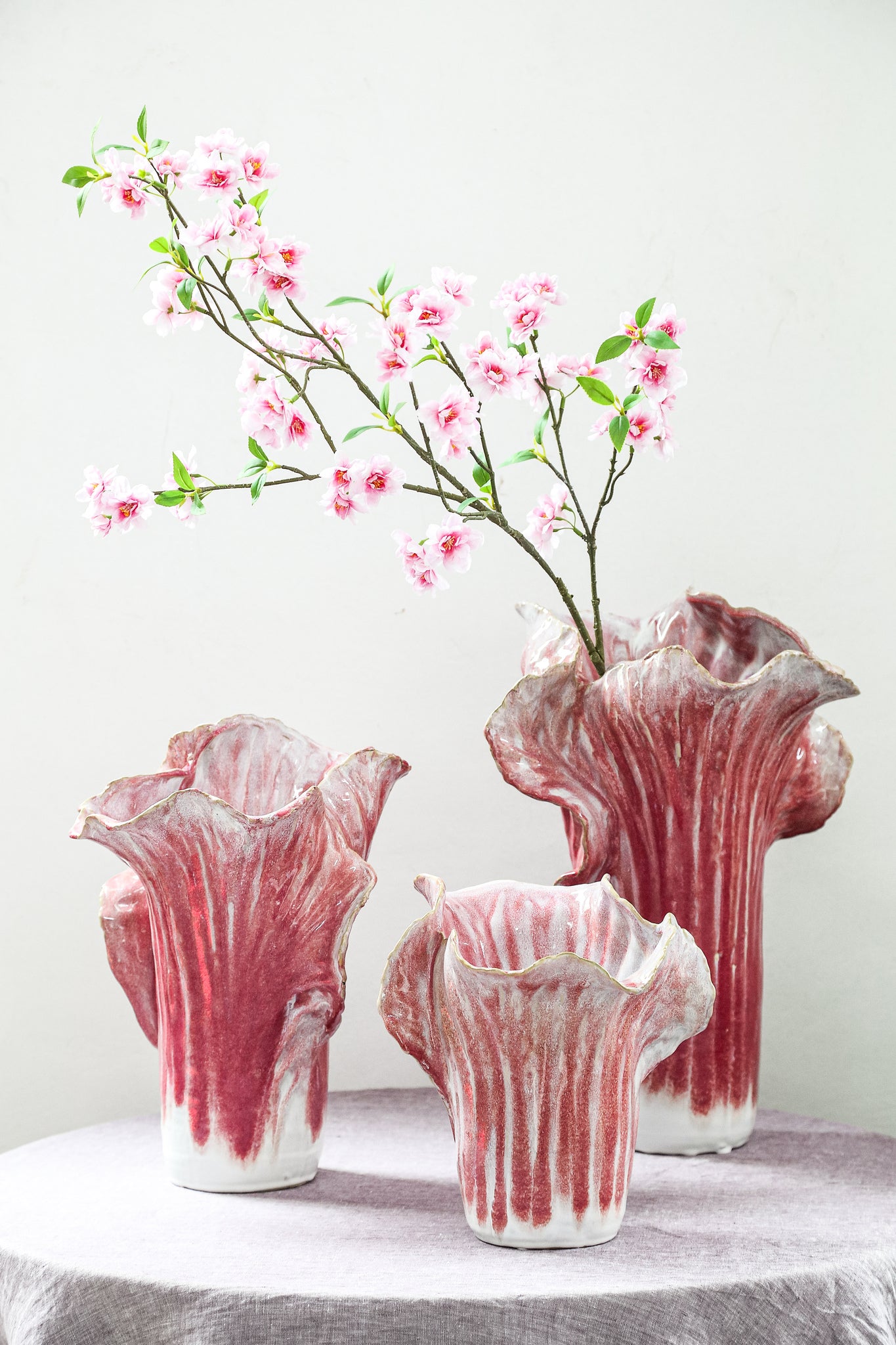 Swing Pink Ceramic Pot Cabbage Shape S
