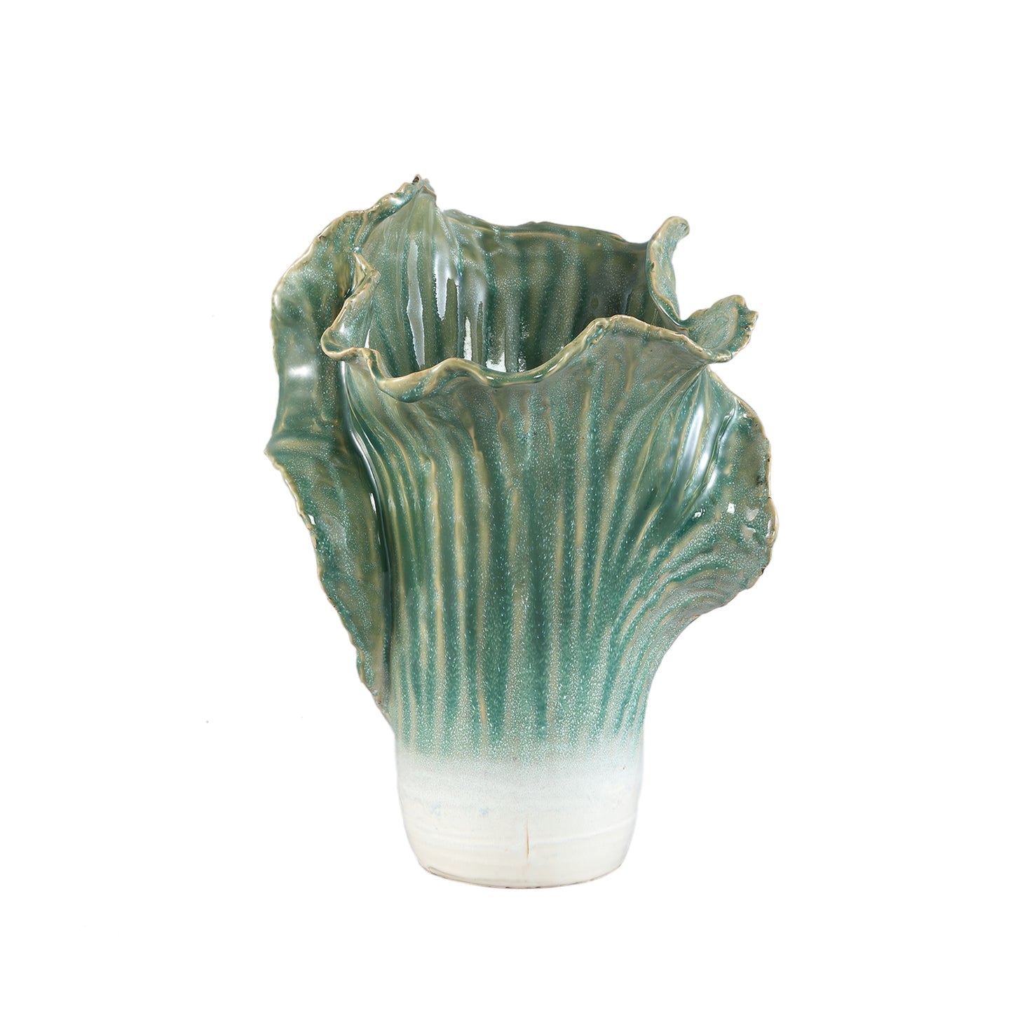 Swing Green Ceramic Pot Cabbage Shape M