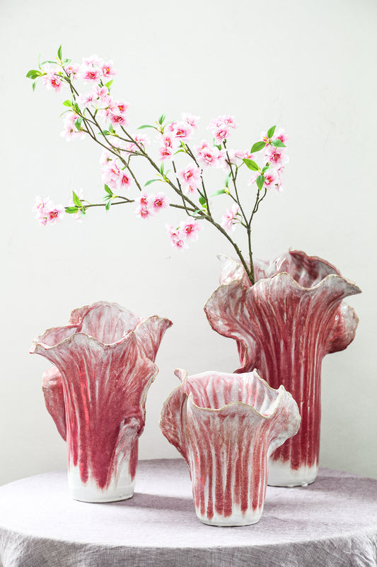 Swing Pink Ceramic Pot Cabbage Shape L