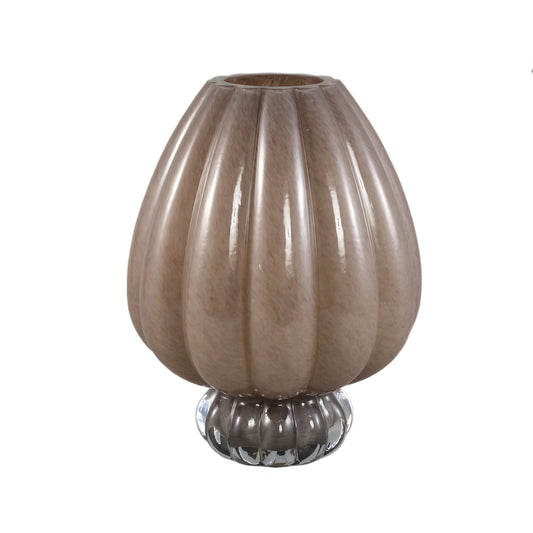 Syamer Brown Milkglass Vase Ribbed On Foot L