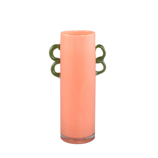 Mobeen Orange Glass Vase With Green Ears Round