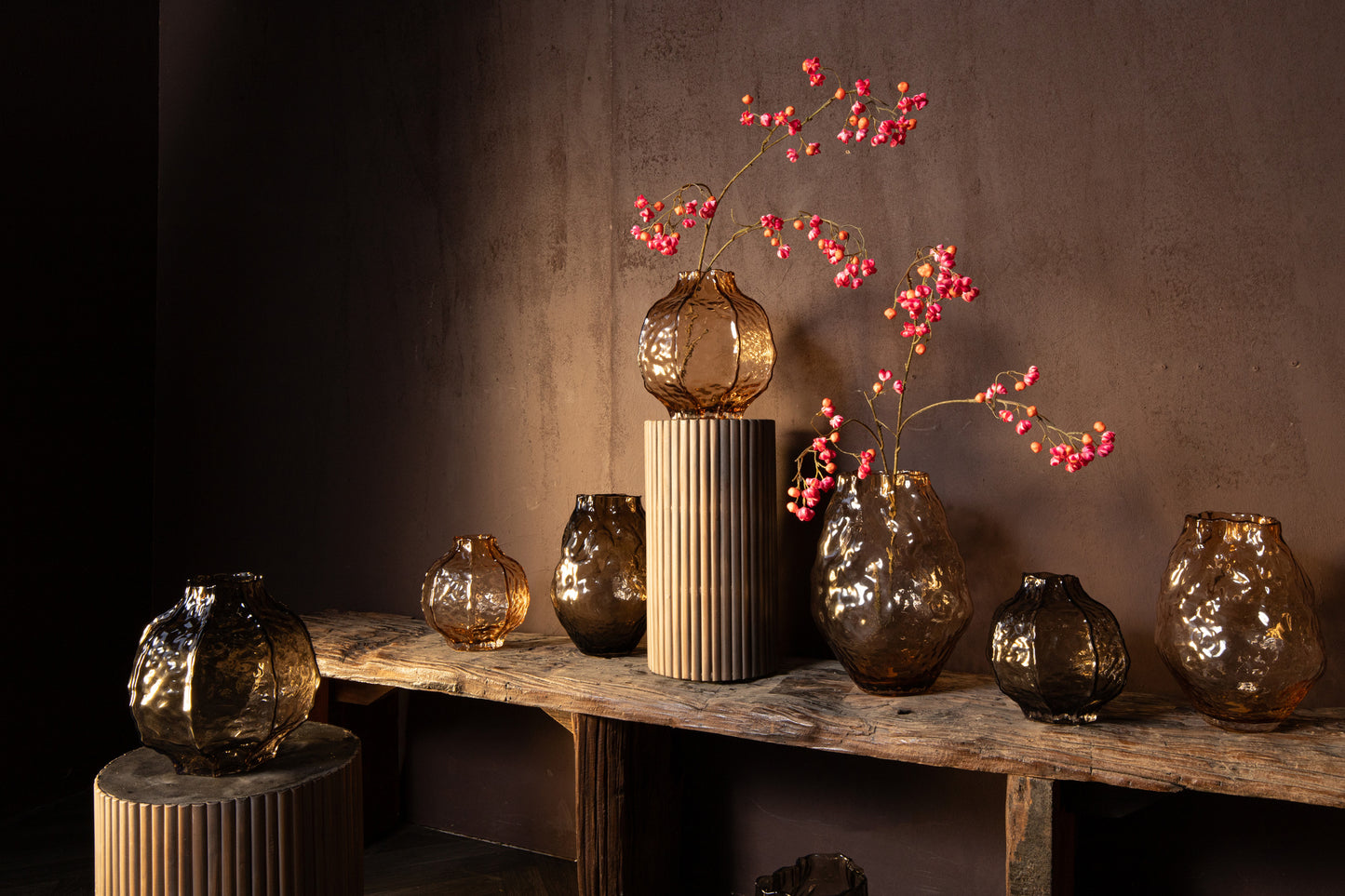 Narin Brown Irregular Shaped Glass Vase S