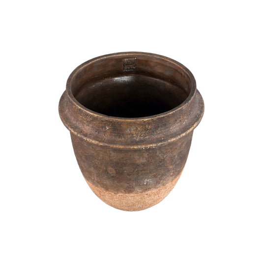 Christenee Grey Half Brown Cement Round Pot Big S