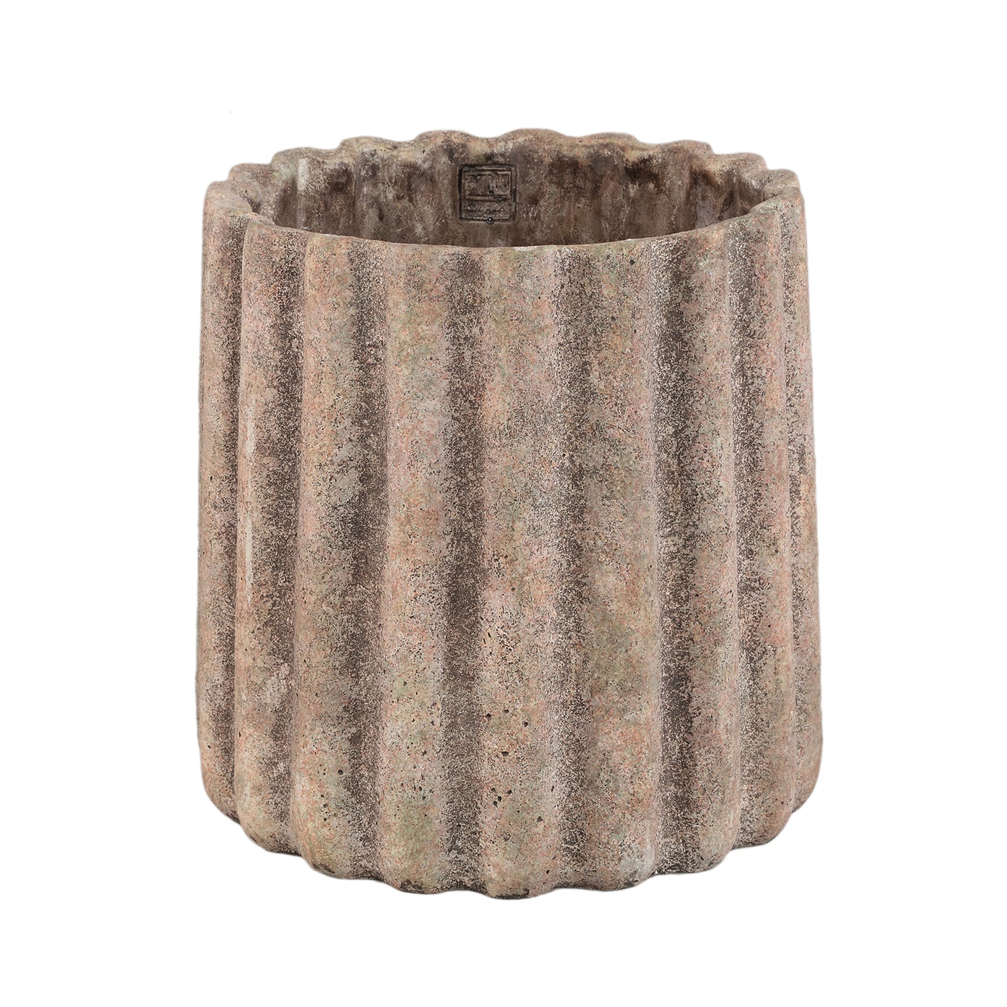 Jaydean Grey Cement Pot Ribbed Structure Round XXL