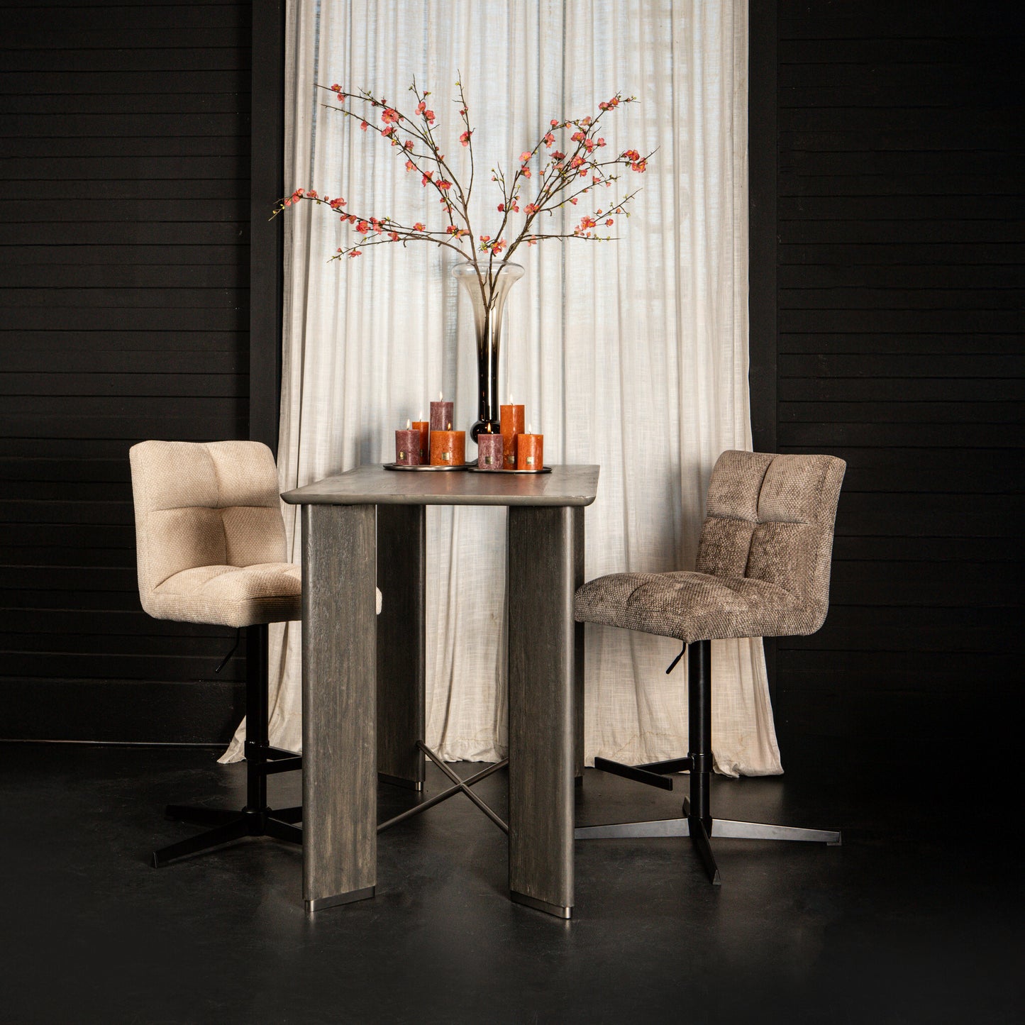 Milan Bar Chair Adjustable Cream (set of 2)