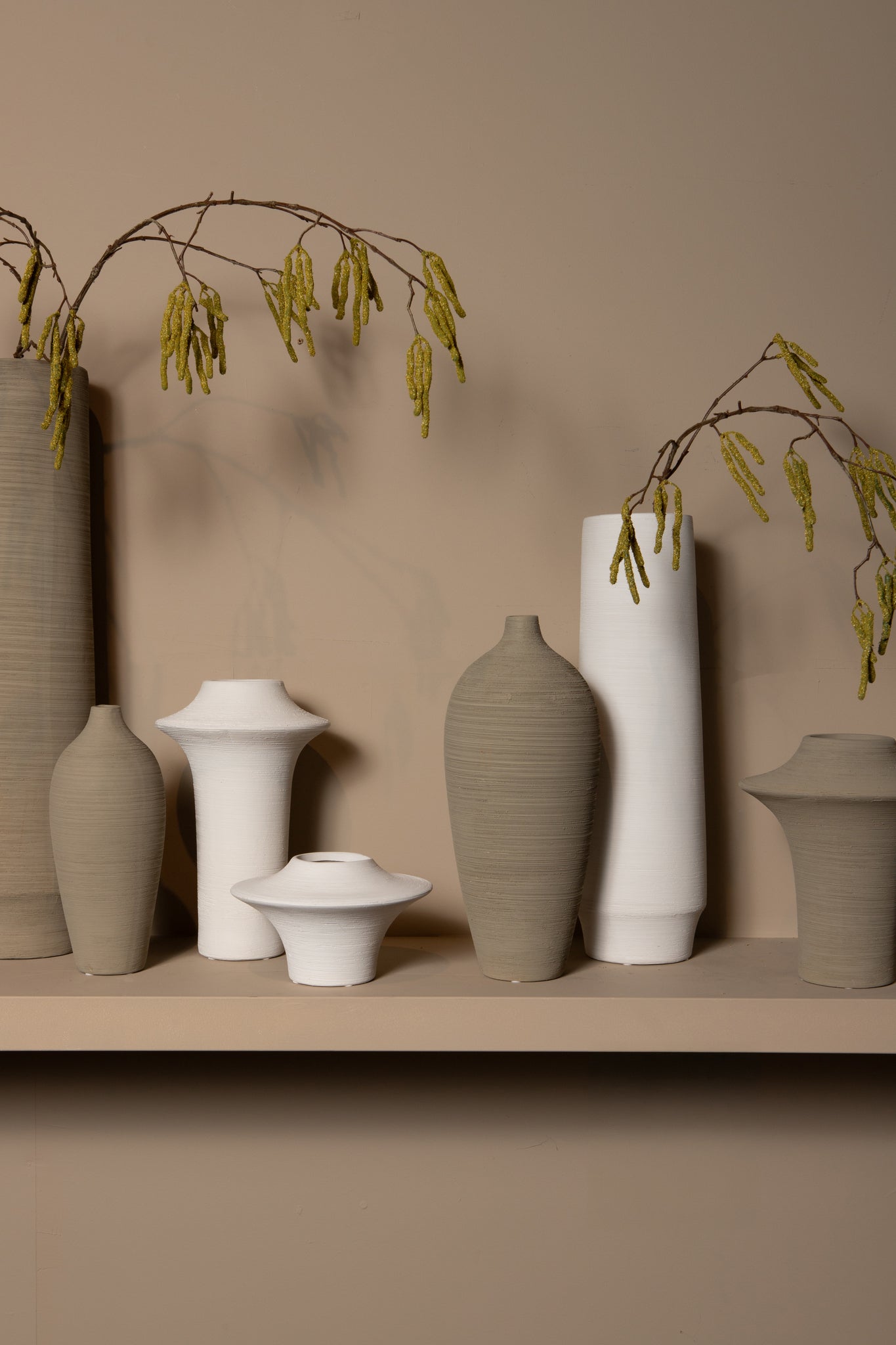 Cavinn Beige Matt Ceramic Bottle Vase L