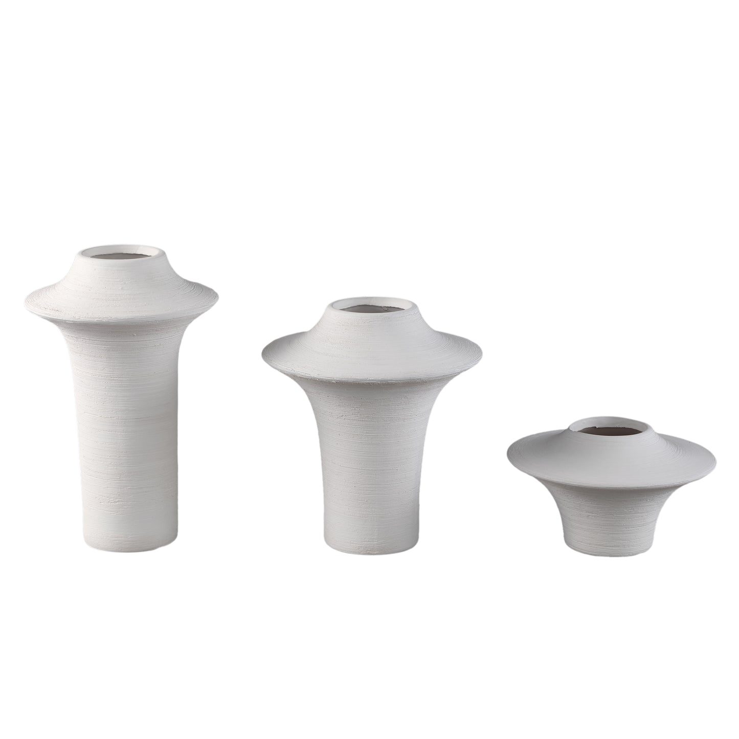Rinder White Matt Ceramic Wide Ring Vase High L
