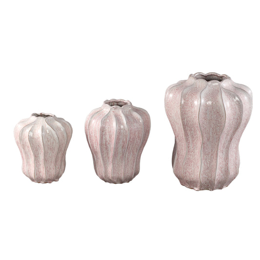 Hamish Pink Ceramic Round Wavy Shaped Vase S