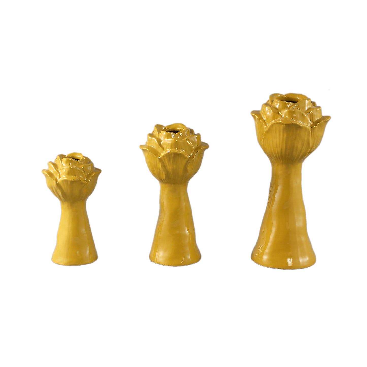 Minerva Yellow Ceramic Flower Shaped Vase L