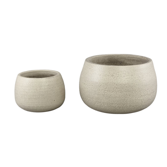 Coraline White Round Ceramic Pot Rough Finish SV2