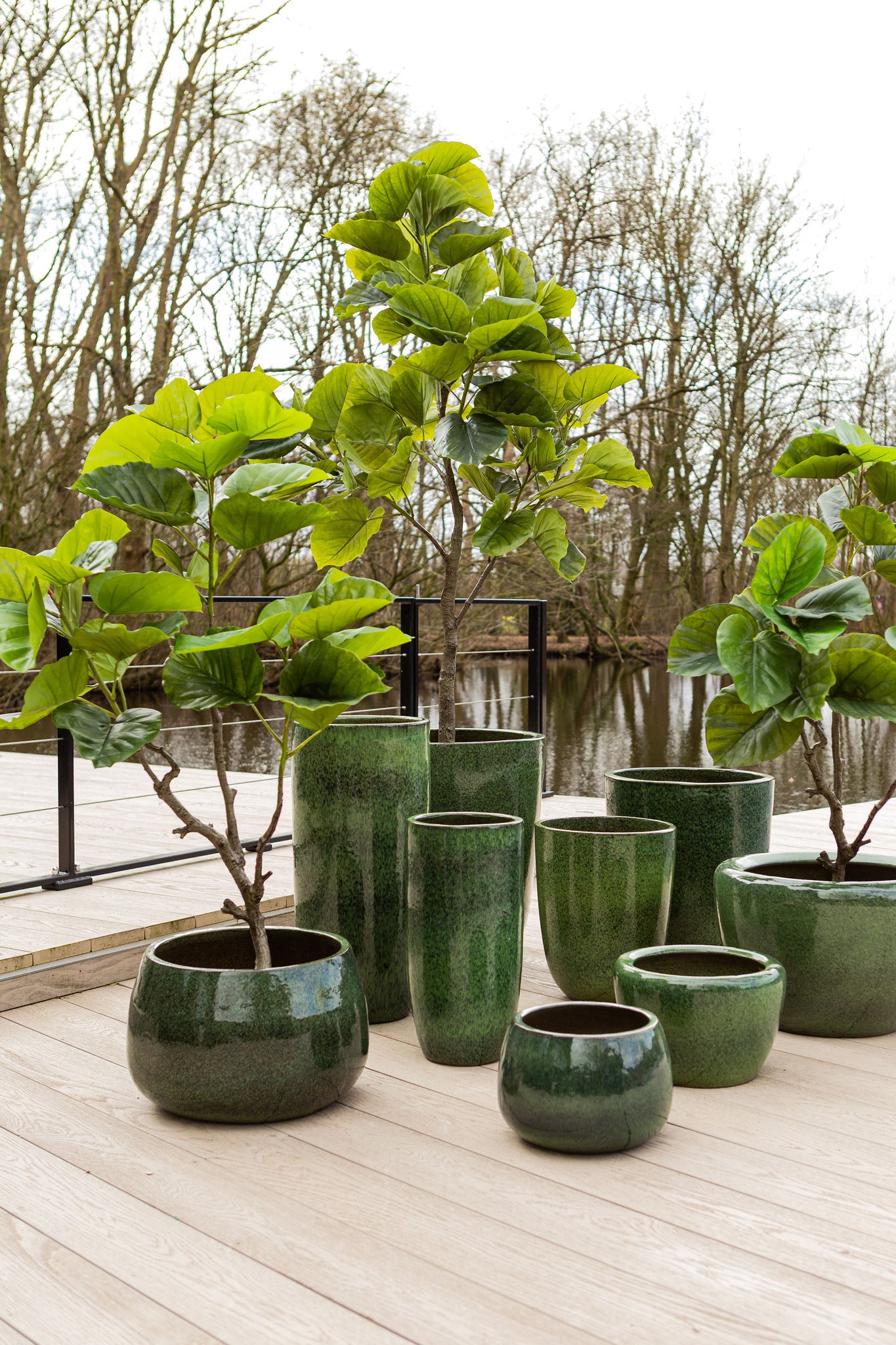 Dezzel Green Glazed Round Ceramic Pot High SV2