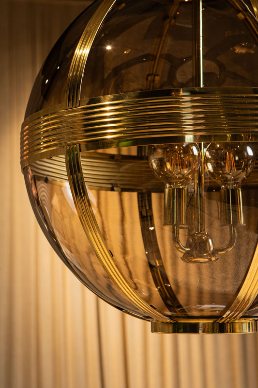 Mikk Brass Antique Luster Glass Hanging Lamp Rnd L