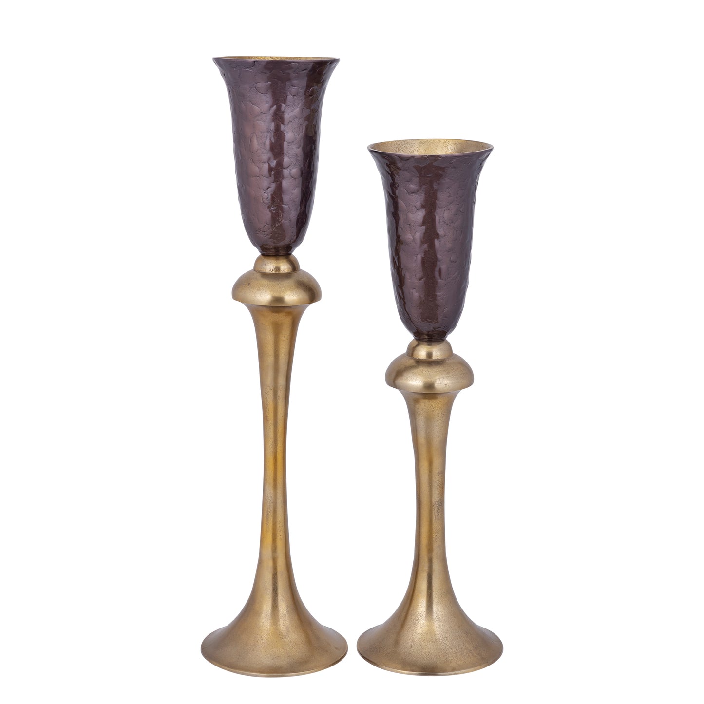 Lysse Dark Brown Casted Alu Enamel Goblet Vase S