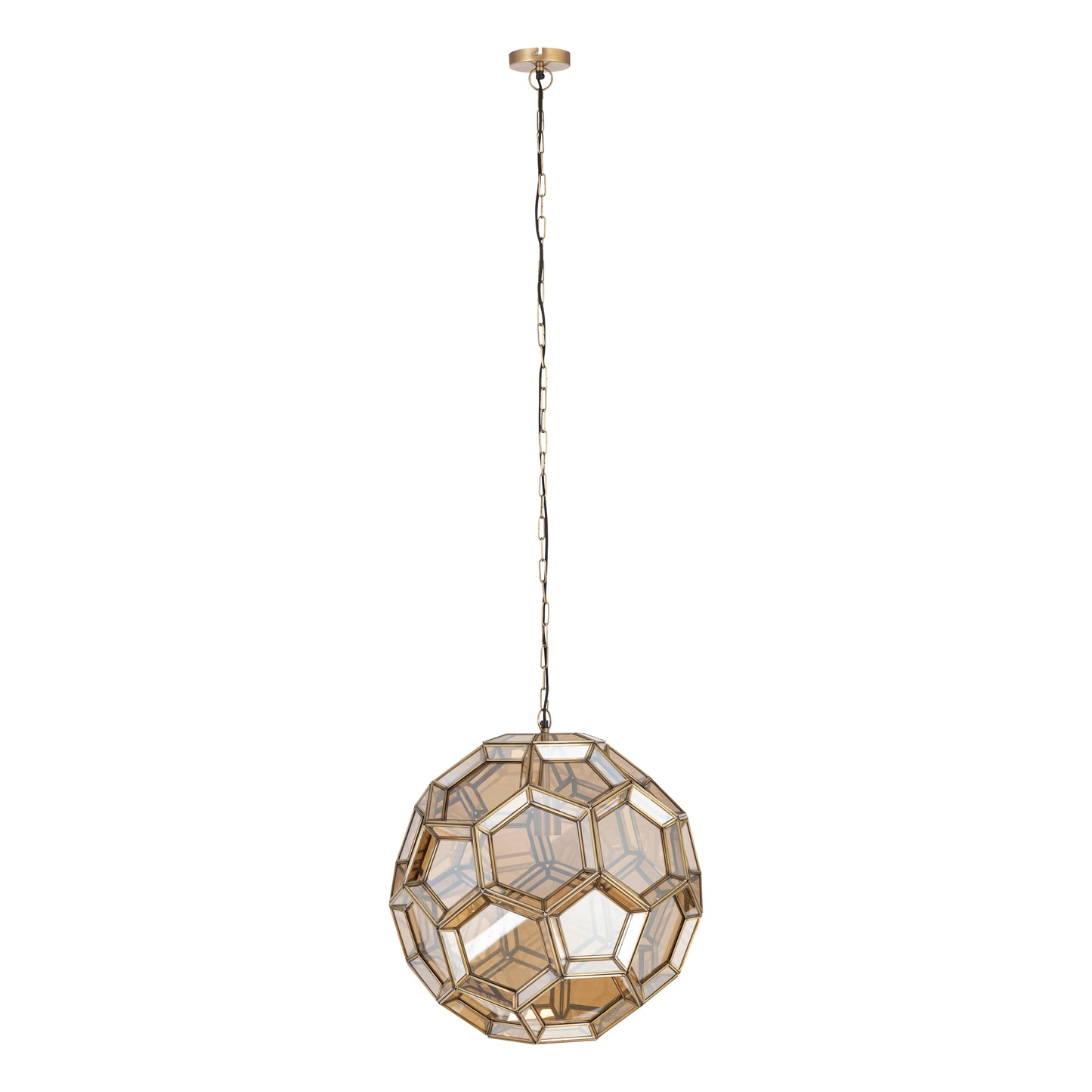 Thyro Antique Brass Glass Amber Ball Lamp