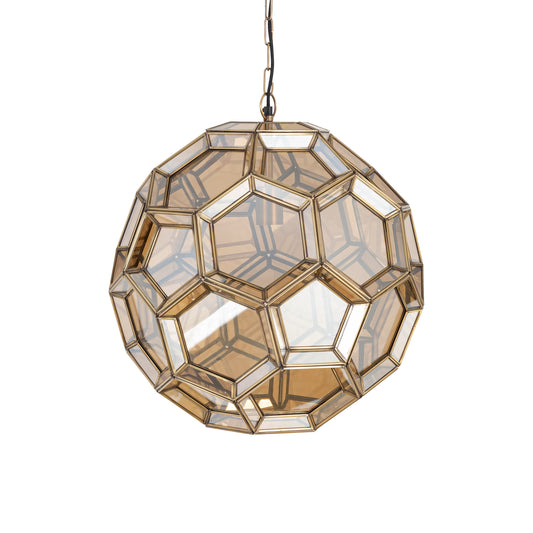 Thyro Antique Brass Glass Amber Ball Lamp