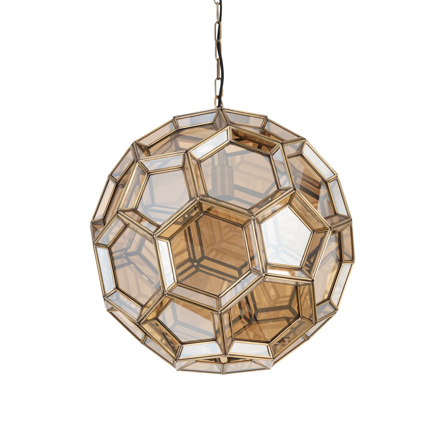 Thyro Antique Brass Glass Amber Ball Lamp