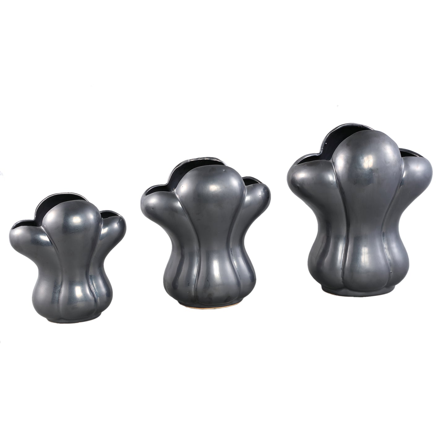 Mellie Black France Lily Flower Ceramic Vase L