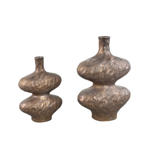 Chelsean Bronze Oval Bulby Shaped Ceramic Vase S