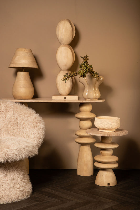 Peake Natural Mango Wood Round Table Lamp Low