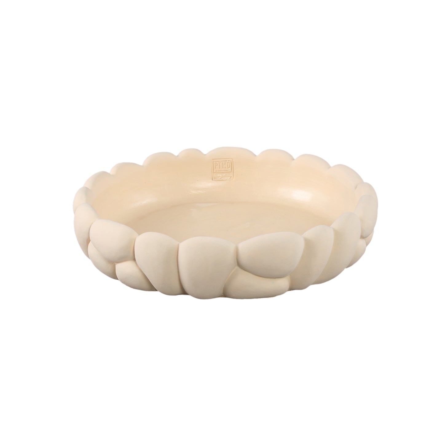 Mikay White Cement Round Smooth Rock Bowl M
