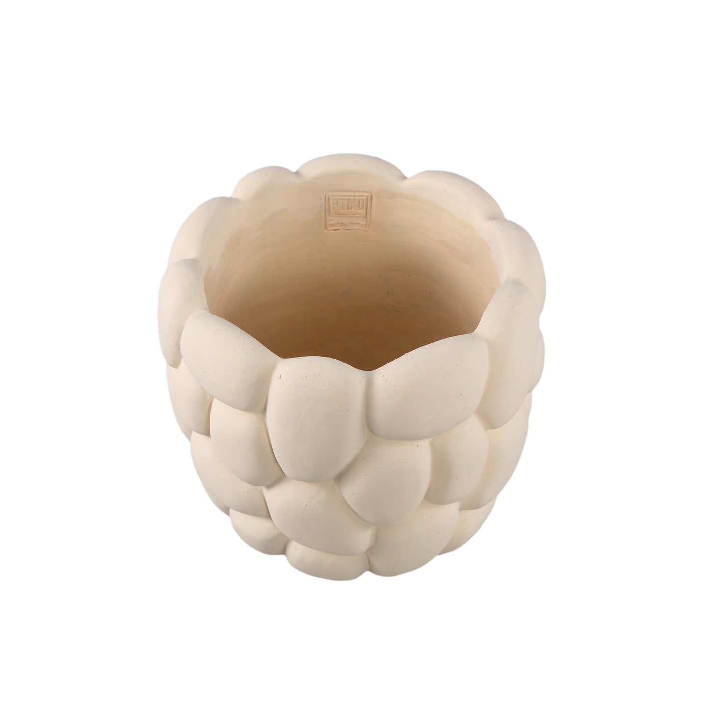 Mikay White Cement Round Smooth Rock Pot XL
